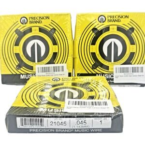 Lot of 3 Precision Brand Music Wire .045 Diameter Spring Tempered 1 lb Each